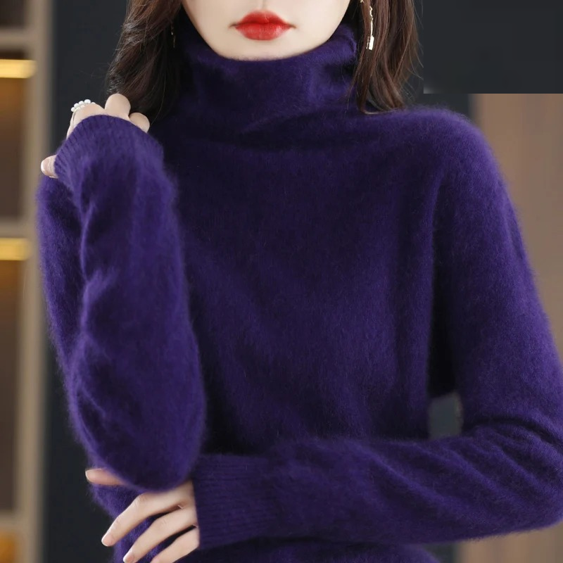 Levoire | Pull à col roulé en cachemire pour femmes Doux pull avec col haut, Design chaud et luxueux Lilas