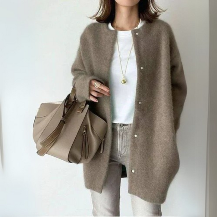 Levoire | Élégant Gilet Tricoté Pour Femmes Braun Harmaa