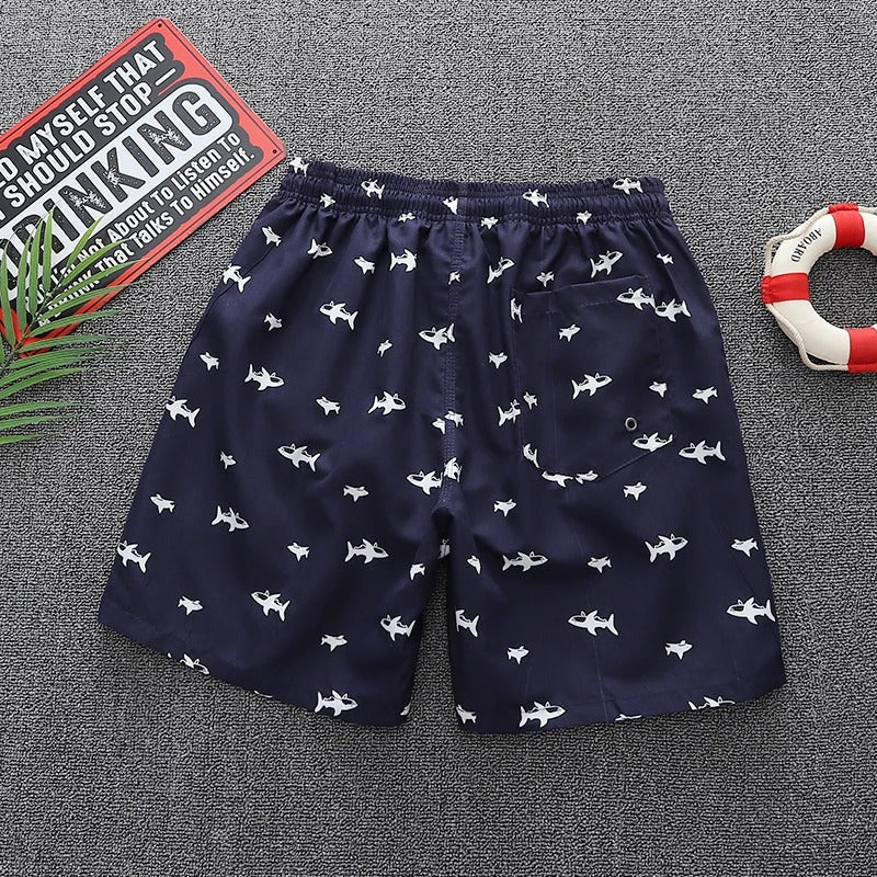 Levoire | Shorts de bain pour hommes couleur bleue impression de poissons pour hommes