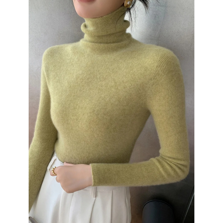 Levoire | Pull en cachemire pour femmes Pull à col élégant en laine luxueuse Vert clair