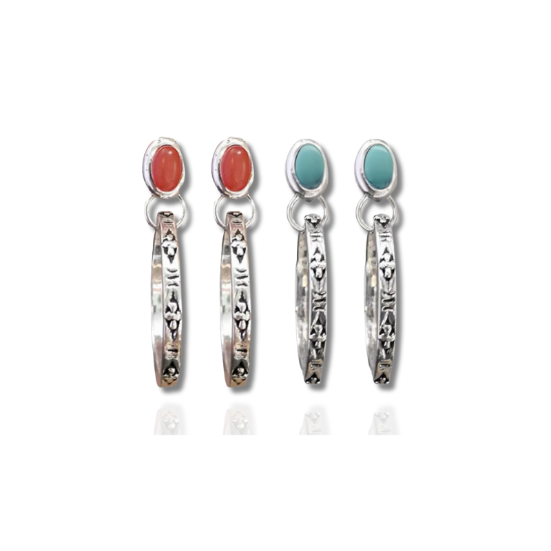 Levoire | Boho Verre À Vin Onyx Boucles D'Oreilles Argent