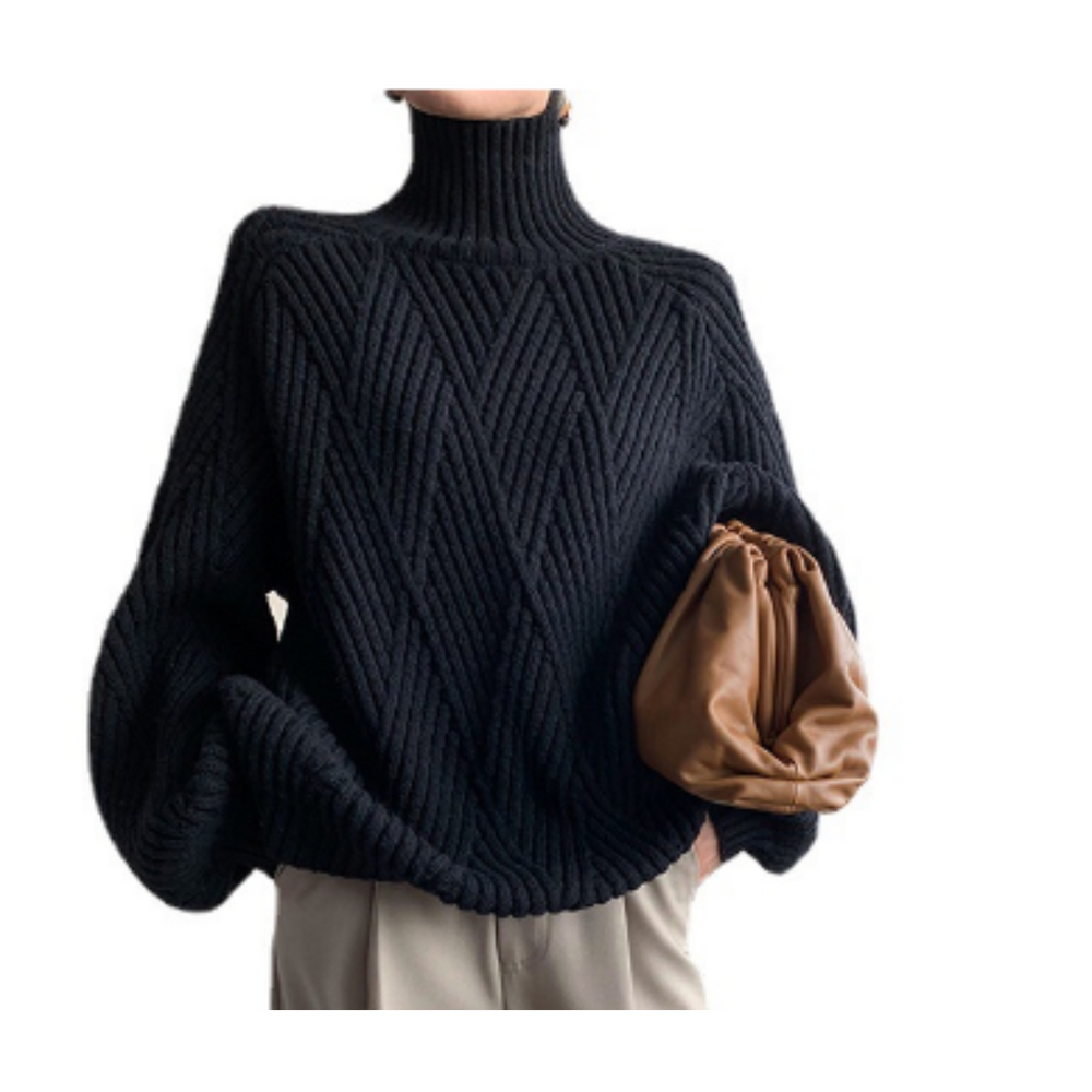 Levoire | Bergère Pull Femme Chaud Blanc Noir Noir