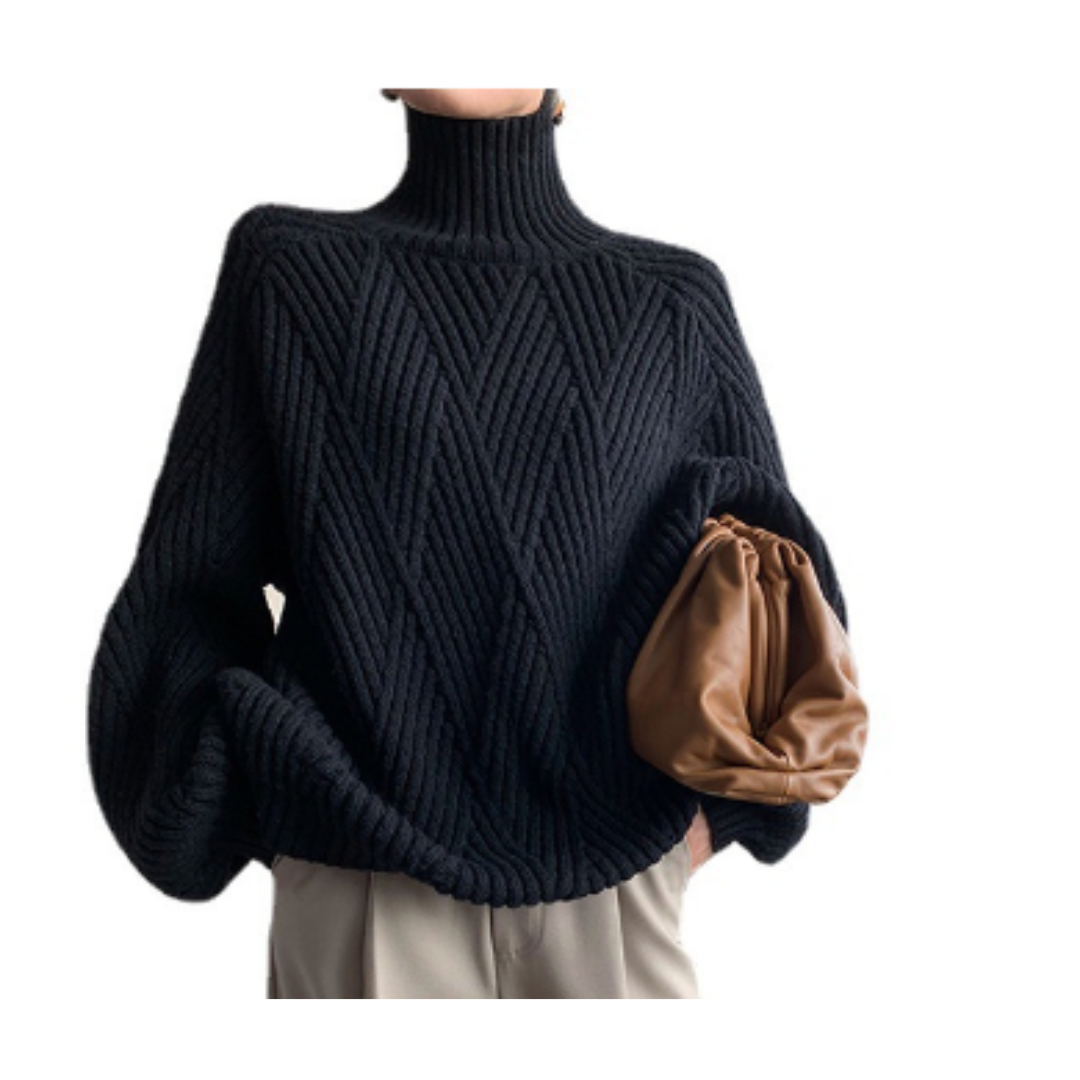 Levoire | Bergère Pull Femme Chaud Blanc Noir Noir
