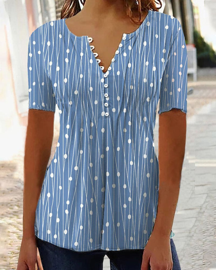 Levoire | Blouse À Pois Avec Décolleté En V Bleu