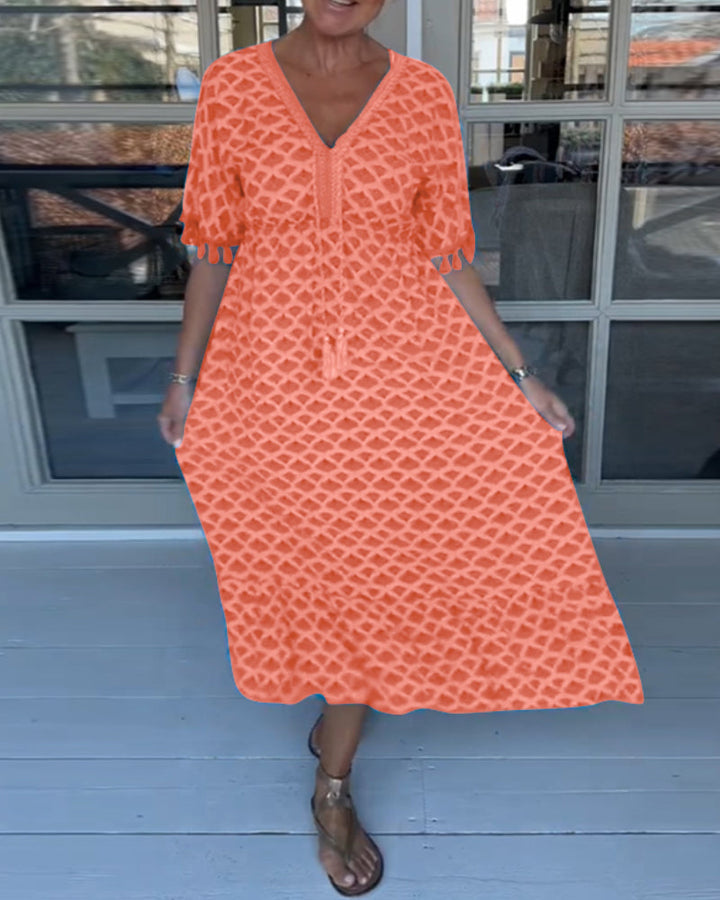 Levoire | Robe Décontractée V-Encolure Orange