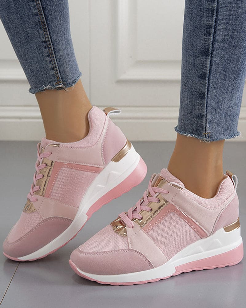 Levoire | Baskets Avec Un Mesh Et Un Talon Compensé Rosa