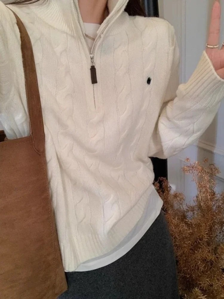 Levoire | Pull zippé pour femmes, coupe confortable Blanc
