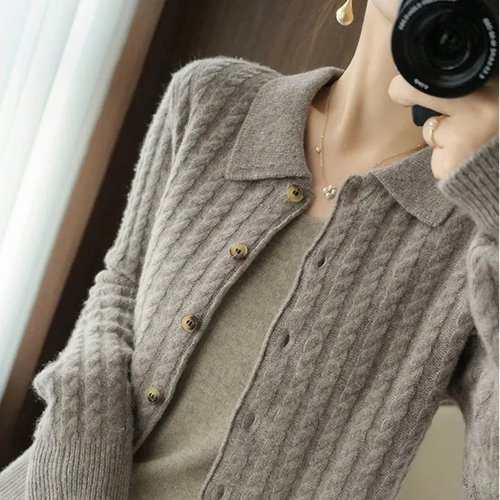Levoire | Cardigan Femme Gilet Tricoté Avec Col Et Boutons
