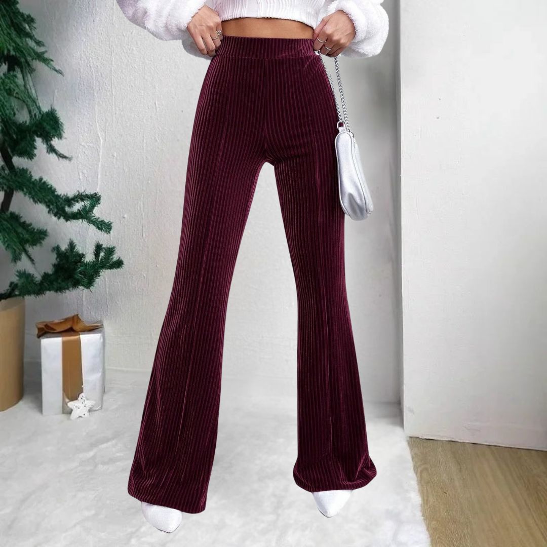 Levoire | Pantalons Évasés En Velours Pour Femmes Bordeaux