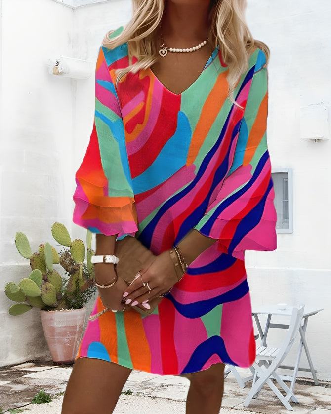 Levoire | Robe Multicolore Avec Des Manches Larges