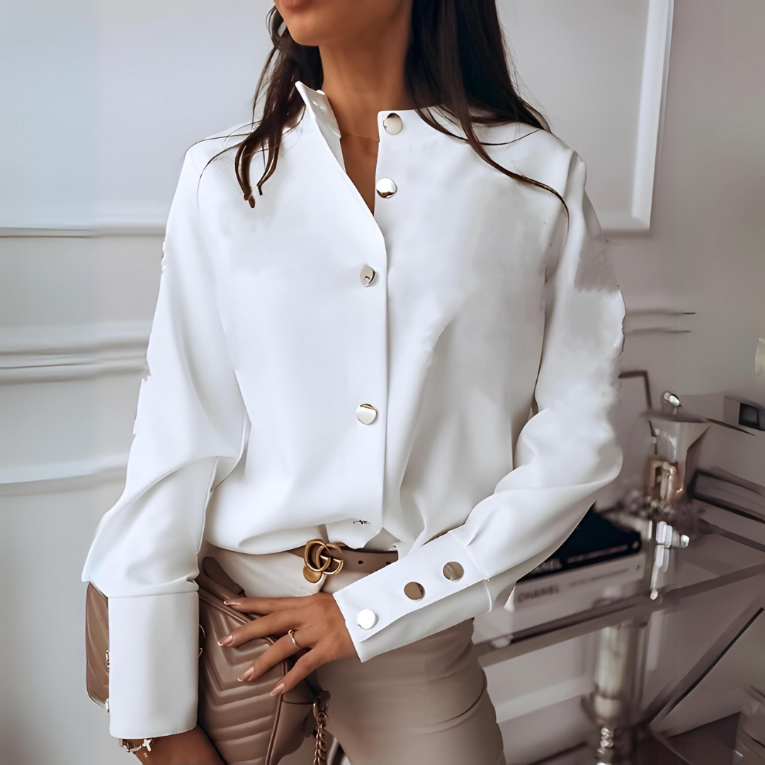 Levoire | Chic Chemise Longue À Manches Longues En Satin Boutonnée Blanc