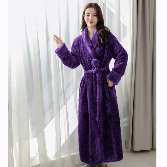 Levoire | Manches Longues Profondes Poches Manteau En Fleece Avec Ceinture Lilla