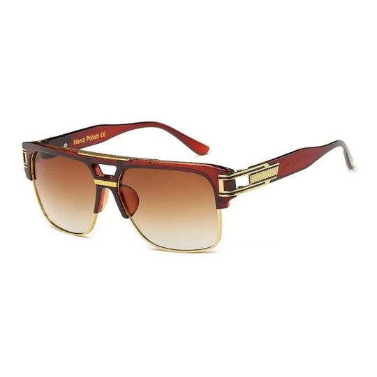 Levoire | Lunettes De Soleil À Monture Carrée Avec Verres Réfléchissants De Luxe Braun