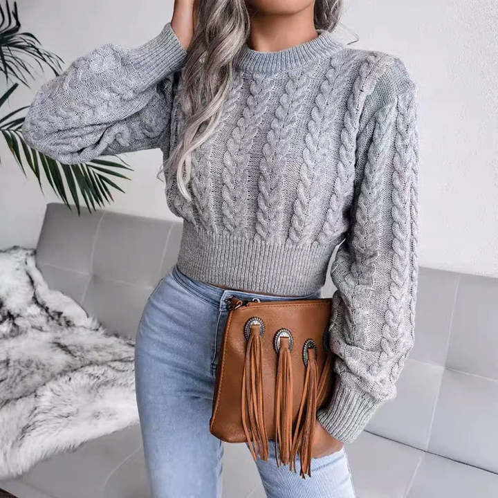 Levoire | Pull à col en V pour femmes Pull court à encolure décontractée, Pull de loisirs Gris