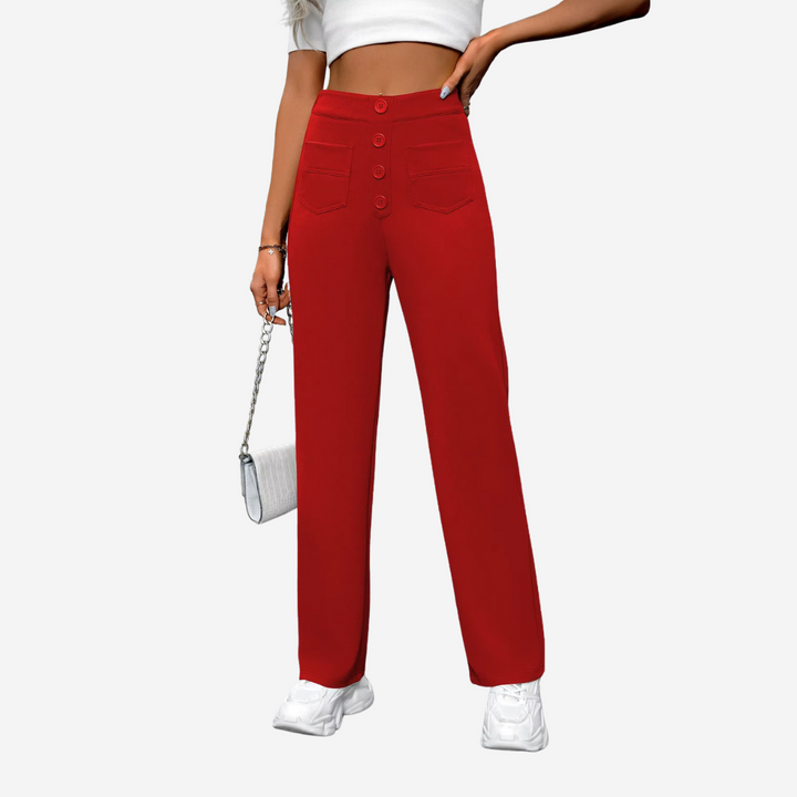 Levoire | Pantalons Droits Taille Haute Rot