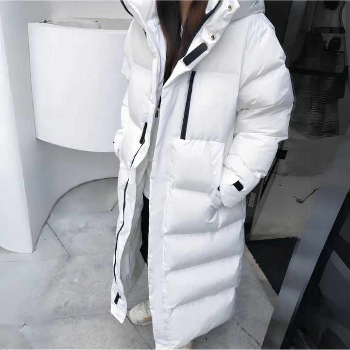 Levoire | Manteau FR Femmes Long Noir Blanc Blanc