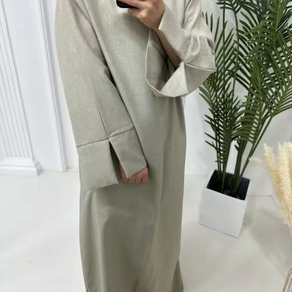 Levoire | Robe Abaya En Lin Fermée Vert clair