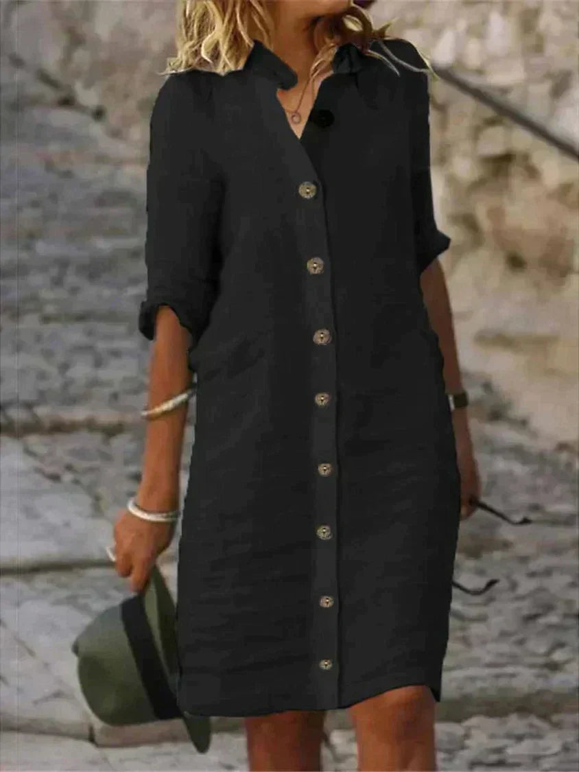 Levoire | Robe Chemise D'été Pour Femme - Mini Noir