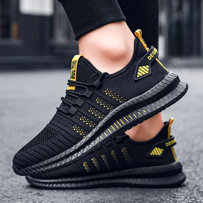 Levoire | Chaussures Tendance Pour Hommes Pour Le Sport Et La Randonnée Avec Une Semelle Intérieure Large Noir Jaune