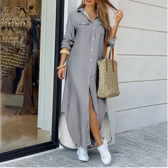 Levoire | Chemise Longue Décontractée Gris