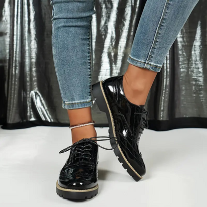 Levoire | Chaussures Brogues Brillantes Et Élégantes Pour - Femmes - À Lacets Noir