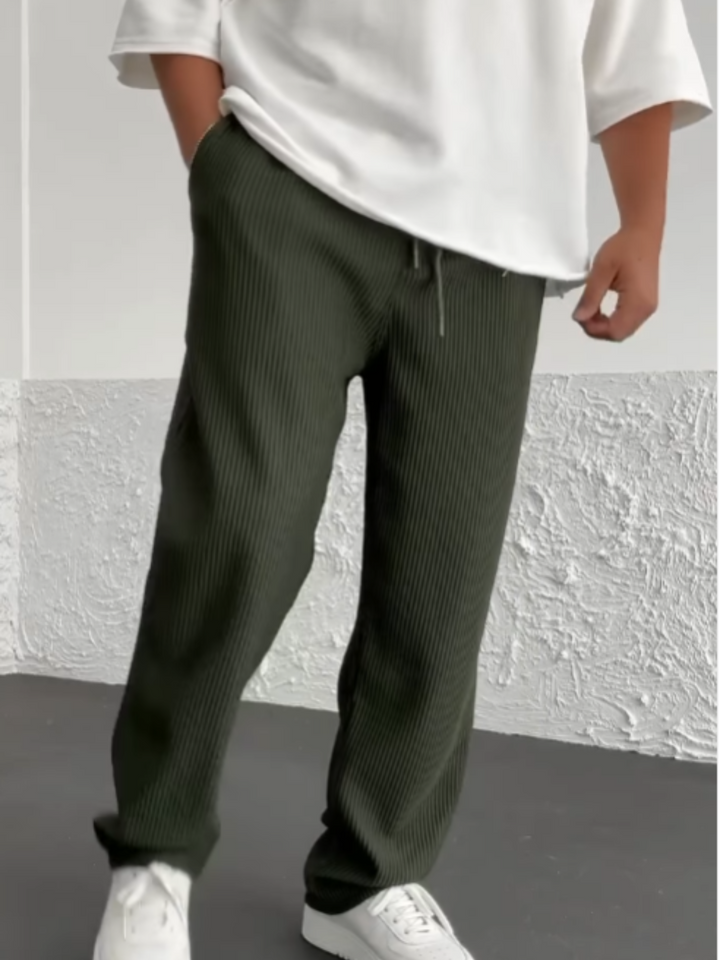 Levoire | Pantalon Chino à Rayures pour Hommes Pantalon Tendance pour Hommes en Velours Côtelé Vert