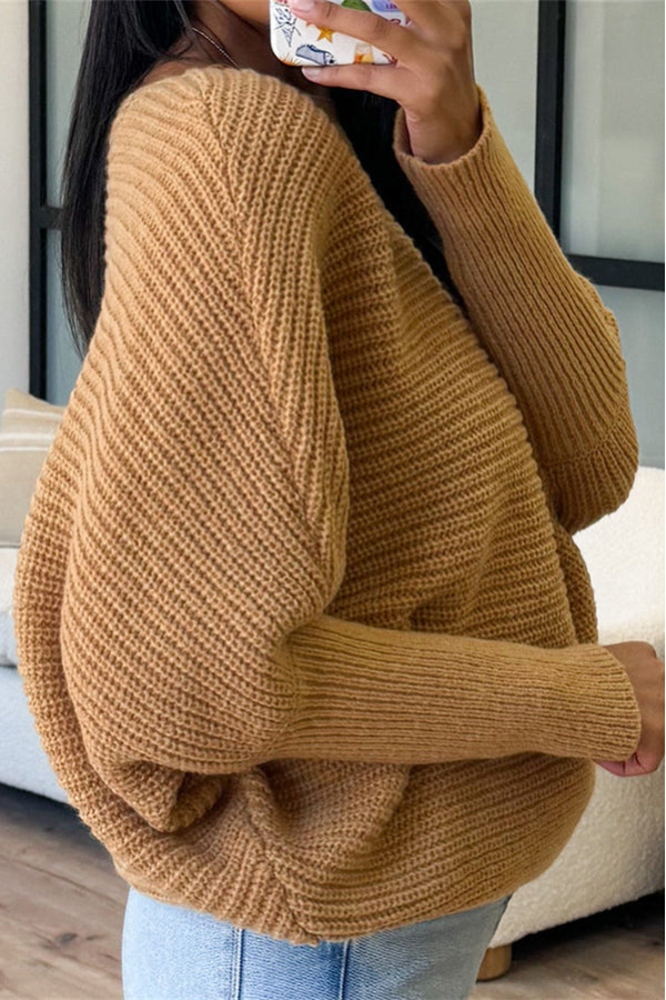 Levoire | Pull En Tricot À Col Rond Pour Femmes Khaki