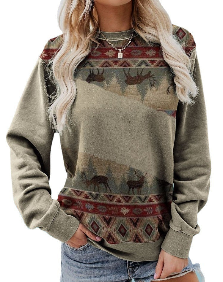 Levoire | Imprim Pull Femmes Olive et Rouge