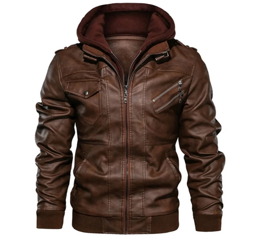 Levoire | Veste En Cuir Avec Capuche Pour Hommes