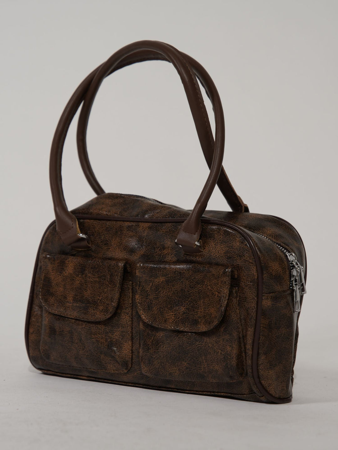 Levoire | Sac À Main En Cuir Délavé Avec Poches Latérales