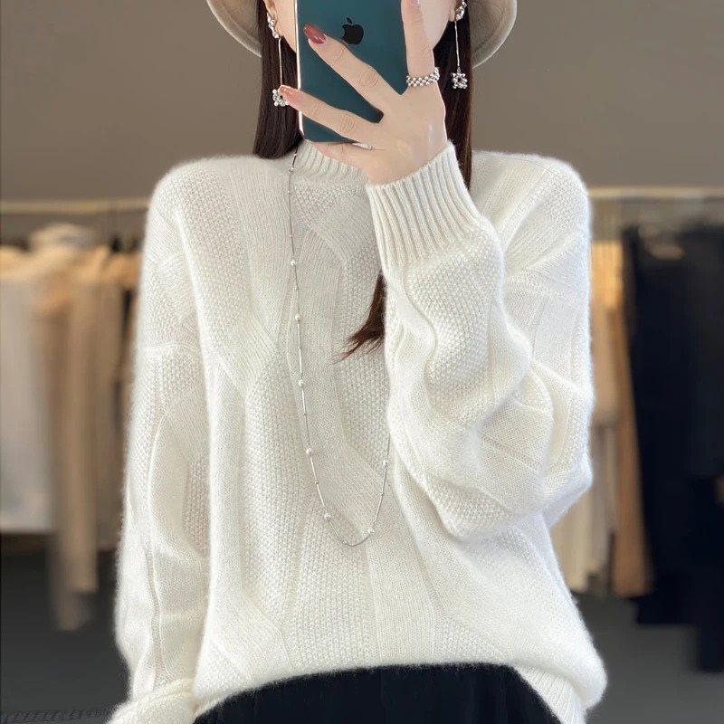 Levoire | Cachemire Tricot Femmes Surpoids Doux Et Chaud Tricoté Pull Blanc