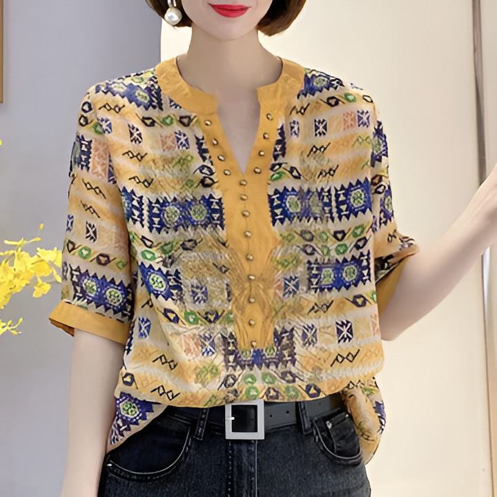 Levoire | Top À Encolure En V Avec Impression Mode Multicolore 2