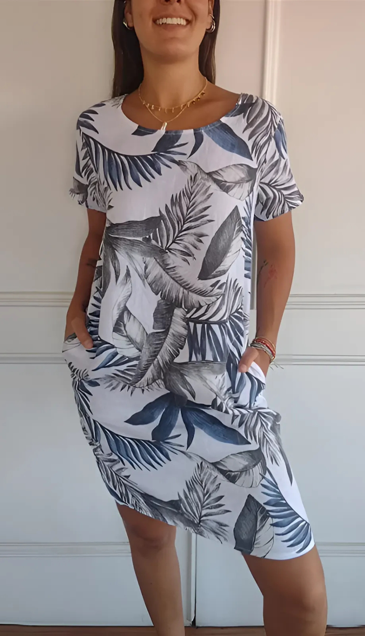 Levoire | Robe Élegante Confortable À Col Rond Argent