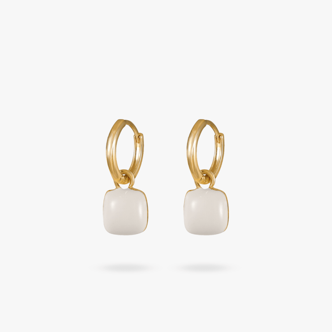 Levoire | Boucles D'Oreilles Élégantes Carrées En Perles Blanc