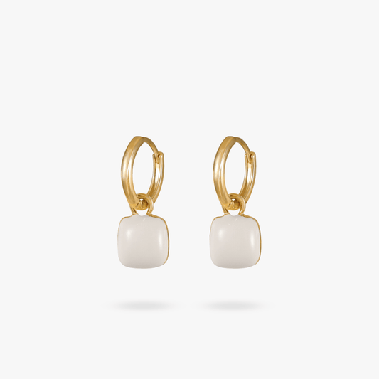 Levoire | Boucles D'Oreilles Élégantes Carrées En Perles Blanc