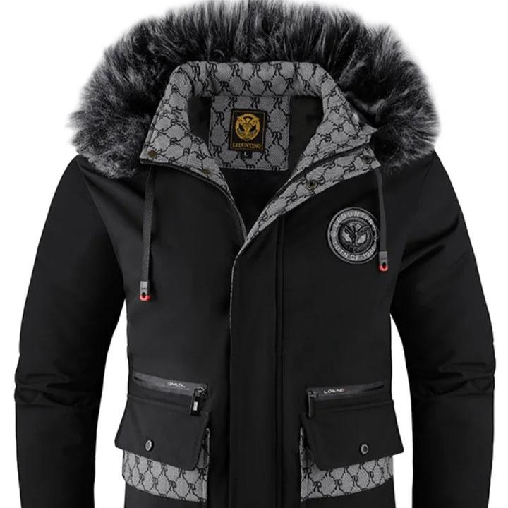 Levoire | Veste Longue À Col Fourrure Avec Poches Noir