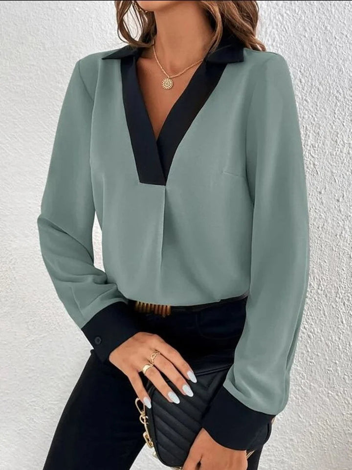 Levoire | Rento Long Sleeve V Neck Shirt Vert