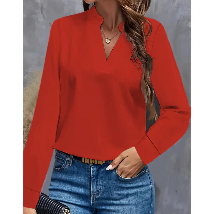 Levoire | Blouse à col en V à manches longues Confortable Rot