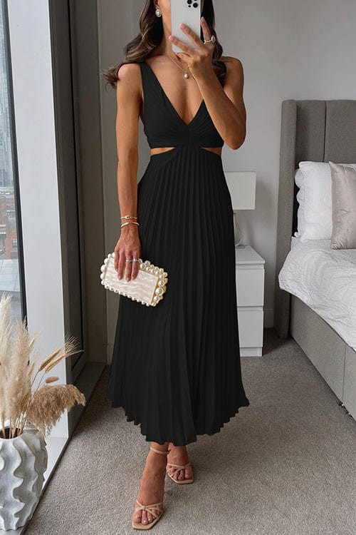 Levoire | ROBE PLISÉE AVEC DÉCOLLETÉ Noir