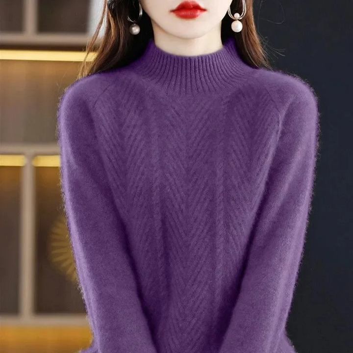 Levoire | Kashmir Pull Femme Col Montant Élégant Et Chaud Pull Lilas