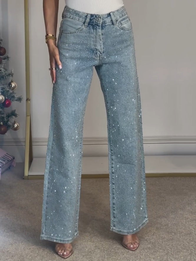 Levoire | Jeans Avec Haute Taille Et Détails Diamant