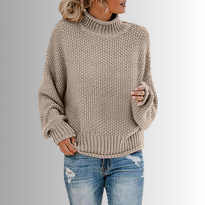 Levoire | Design Pull Femme Avec Col Haut Khaki