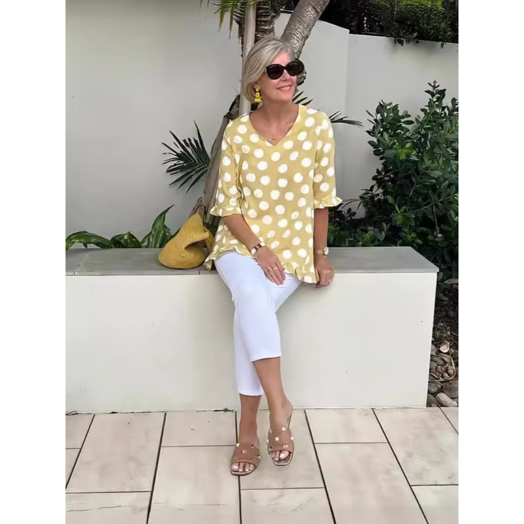 Levoire | Chemisier Élégant À Pois Pour - Femmes - Manches À Volants