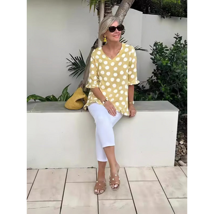 Levoire | Chemisier Élégant À Pois Pour - Femmes - Manches À Volants