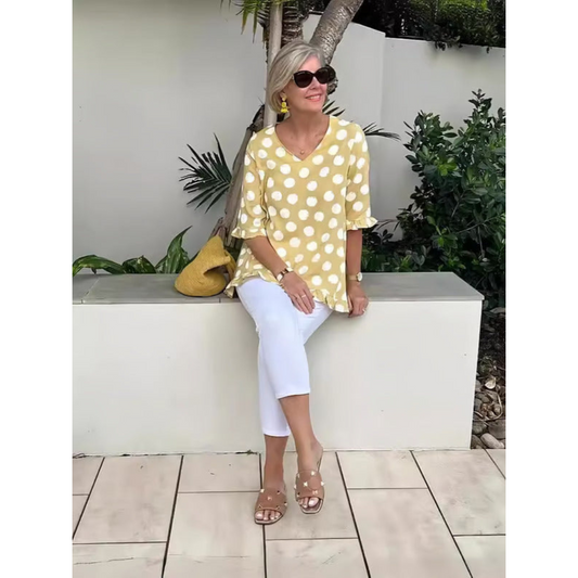 Levoire | Chemisier Élégant À Pois Pour - Femmes - Manches À Volants