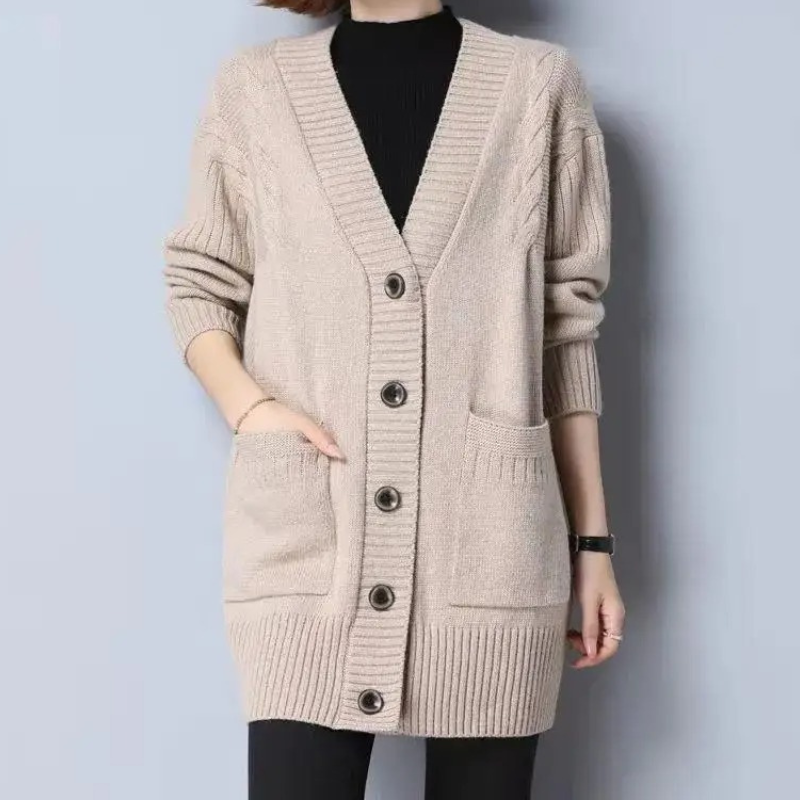 Levoire | Gilet femme ouvert à poches et manches longues Beige