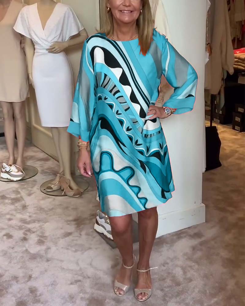 Levoire | Robe Midi Imprimée À Col Rond Tendance