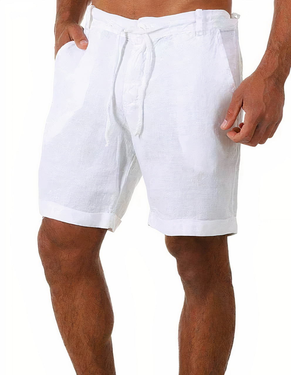 Levoire | Shorts en lin d'été pour hommes Pantalons courts pour hommes Blanc