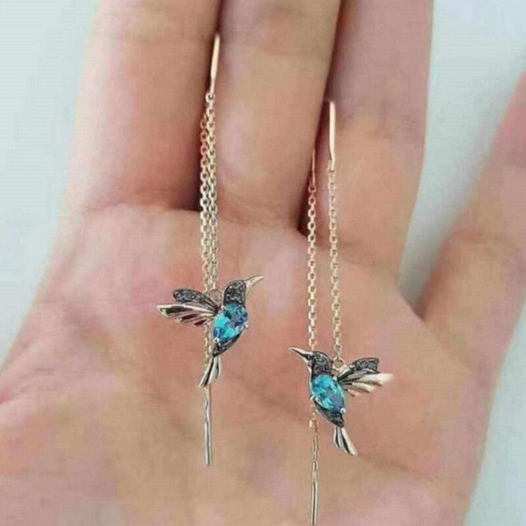 Levoire | Kolibri Émail Et Zirconium Boucles D'Oreilles Or Bleu
