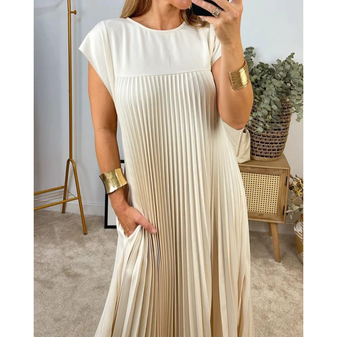 Levoire | Robe sans manches plissée unie élégante pour femmes